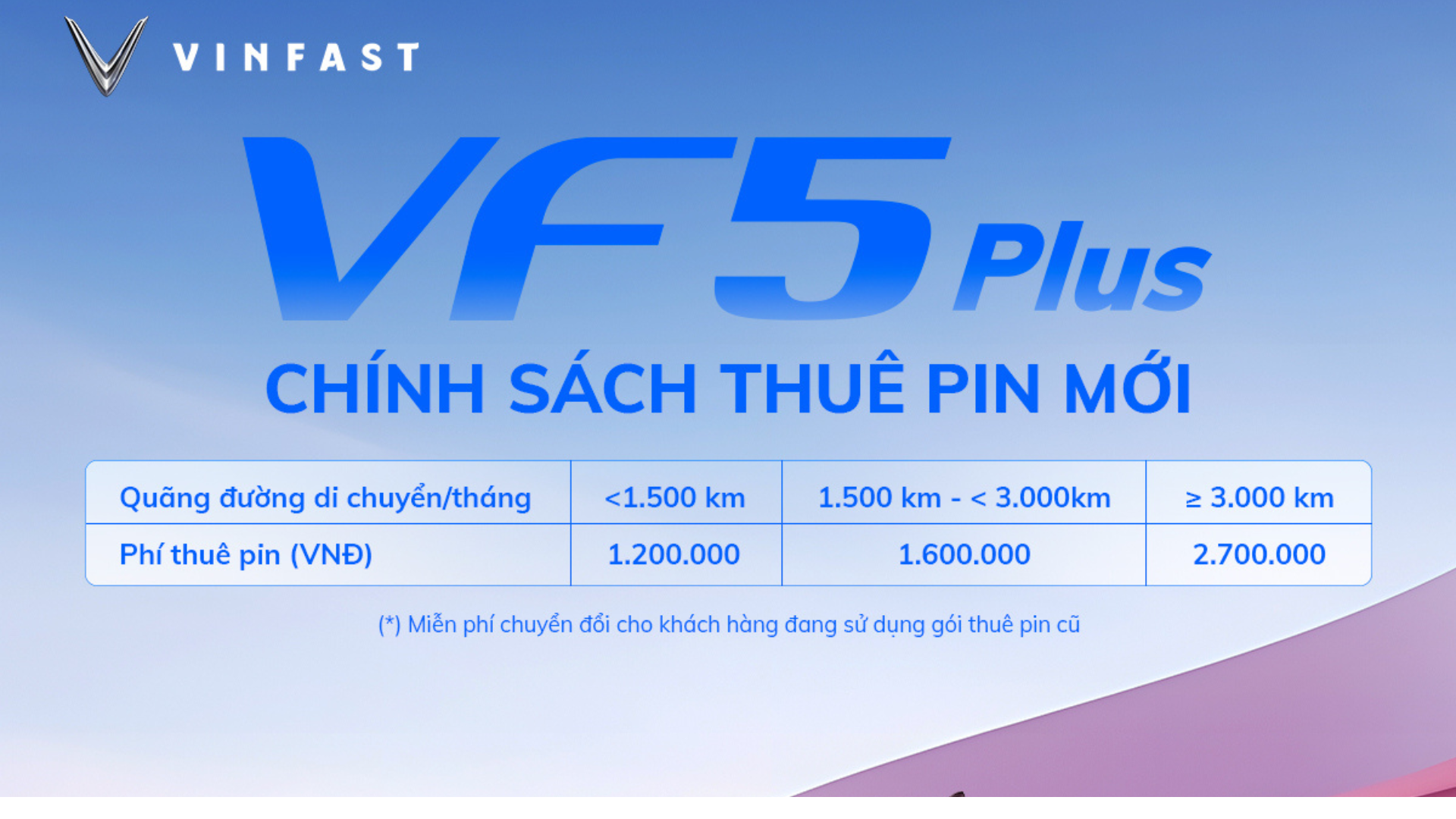 vf5giá thuê pin mới